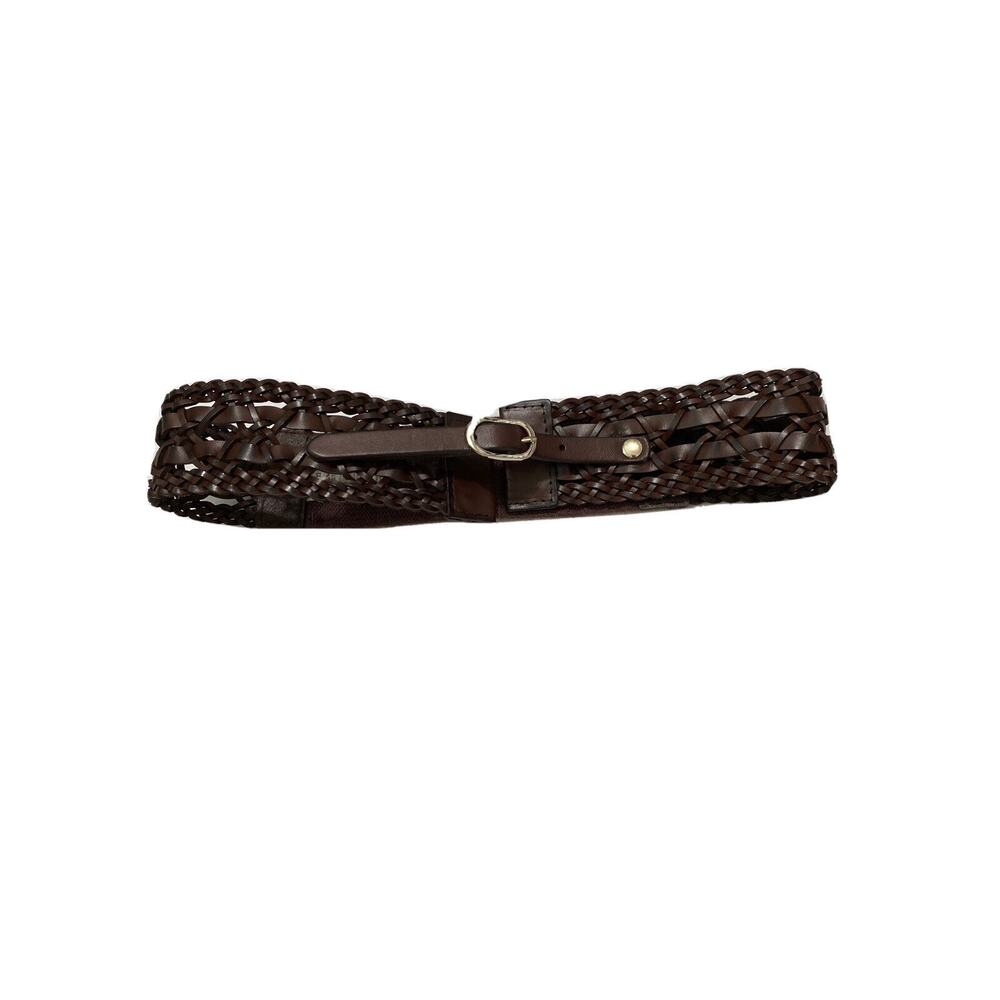 Hinge Women Waist Fit Braid Stretch Belt Brown Size M-L 2700